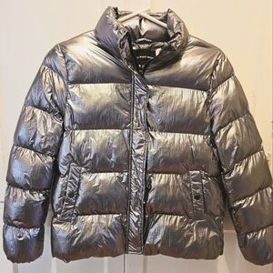 Who What Wear -  Silver Metallic Puffer Jacket - Medium